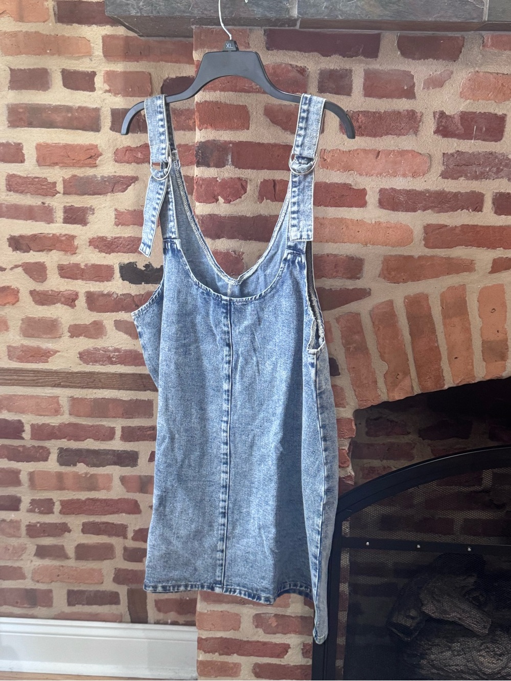 Acid Wash Denim Overall Dress Pocket Front Sz XXL - Picture 3 of 7